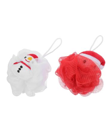 2pcs Bath Ball Bath Shower Sponge Shower Loofah Kid Bath Sponges Christmas Bath Sponges Christmas Pouf Balls Mesh Pouf Shower Ball Shower Body Scrubbers Bath Loofahs Pe