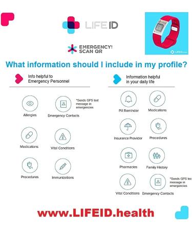 LIFE ID Pin-Tuck Medical Alert Bracelet | Free Online Profile | Fits 5-9 Wrists | Recycled Packaging | Black/Charcoal - Buy Online on GoSupps.com