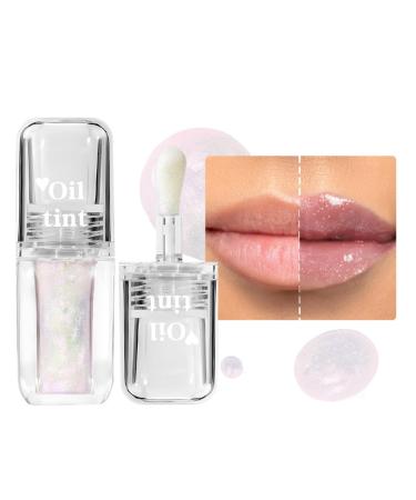 Transparent Warm Changing Pearl Lip Oil Magic Color Changing Lip Oil Moisturizing And Moisturizing Lip Gloss Reducing Lip Lines Hydrating Lip Glow Oil (02# Pearlescent Lip Oil)
