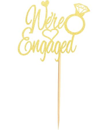Arthsdite We're Engaged Cake Topper Bridal Shower Cake Pick Decorations for Wedding Engagement Theme Party Decorations Supply - Gold Glitter Gold We Are Engaged Cake Topper - Buy Online on GoSupps.com