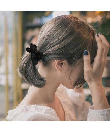 Buy Androxeda 100% Silk Hair Ties - 2 Piece Set (Dark Gray + Black) | Elastic Ponytail Holders for Women - Soft & Durable Hair Bands - Buy Online on GoSupps.com