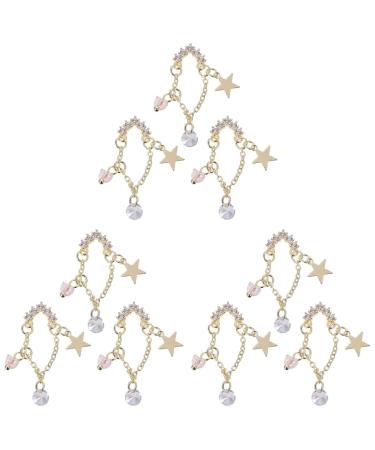 KALLORY 9pcs Art Zircon Tips Stickers Acrylic Accessories for Manicures Girl Gels Star Manicure Elegant Nail Decoration Supplies Charms D Ornaments Adornments Metal Decors Rhinestone 3.2X1.1X0.5CMx3pcs As Shownx3pcs