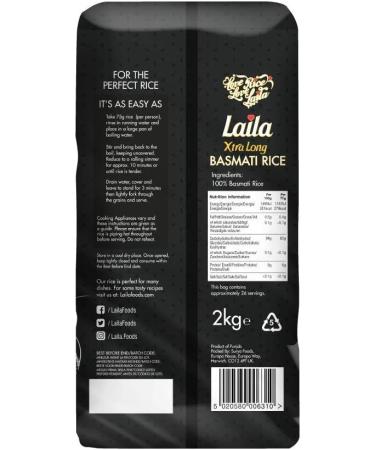Laila Extra Long Grain Rice 2 Kg - 100% Gluten Free Basmati Rice - Fragrant Aroma - Pack of 1 - Buy Online on GoSupps.com