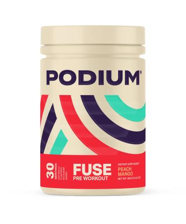 Podium Nutrition, Fuse Pre Workout Powder, Peach Mango, 30 Servings, Beta Alanine and Caffeine for Energy, Gluten Free, Soy Free, Dairy Free