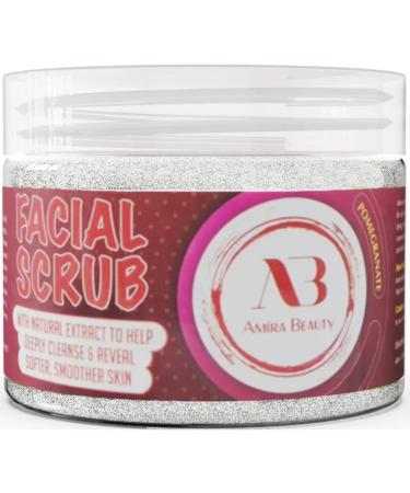 Amira Beauty Pomegranate Exfoliating Skin Facial Detoxifying Cleanser | Gentle Daily Face Scrub | Brightening Exfoliating Beads for Smooth Skin Cleanses Deep to the Pore to Remove Dirt Oil Makeup