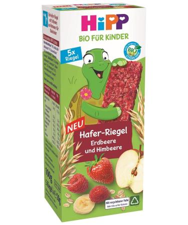 HiPP Organic Oat Bar for Children - Strawberry & Raspberry - 8 Pack (5 x 20g) - Healthy Snack for Kids - Buy Online on GoSupps.com