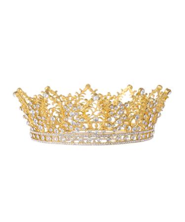 Frcolor Bridal Crown Vintage Wedding Crown Crystal Rhinestone Bride Queen Tiara with Side Comb