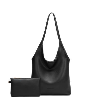 Montana West Slouchy Hobo Bags for Women Soft Designer Shoulder Purses Ladies Top Handle 1rich Black