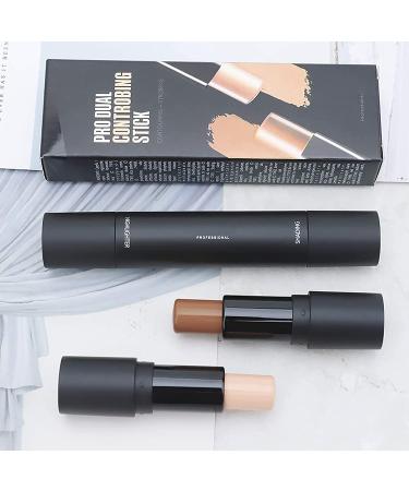Double-Head 2 in 1 Highlighter & Contour Stick Set - Long Lasting Cosmetics in Ivory & Dark Brown - Buy Online on GoSupps.com