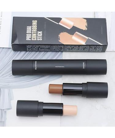 Double-Head 2-in-1 Highlighter & Contour Stick Set - Lotus & Light Brown | Long Lasting Contouring Cream | Cosmetics Makeup Set - Buy Online on GoSupps.com