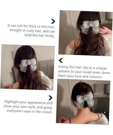 minkissy Hairpin Large Barrettes Ribbon Back Hair Bowknot Clip Alligator Barrettes Bow Hair Clip Hair Jaw Clips Ribbon Hair Pins Korean Hair Claw Pearl Gray Makeup Wedding Girl - Buy Online on GoSupps.com