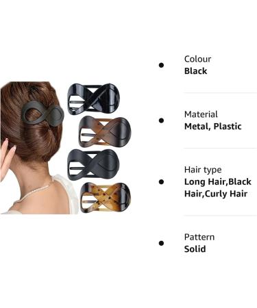 Leikedun 4 PCS Hair Claw Clips - Large Acrylic Non-Slip Clips in Matte & Bright Black/Brown Colors - Buy Online on GoSupps.com