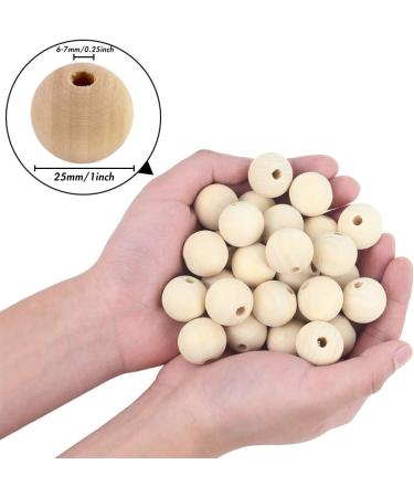 BigOtters 25mm Natural Round Wooden Beads - DIY Crafts and Jewelry Making - Home Decor and Farmhouse Style - Unfinished Wood Beads - Buy Online on GoSupps.com