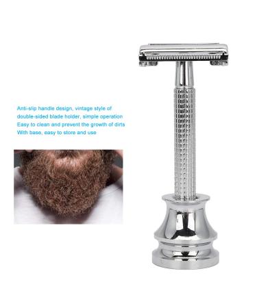 Manual Copper Safety Razor for Men - Silver Beard Shaving Tool with Base | Eco-Friendly Shaving Solution - Buy Online on GoSupps.com