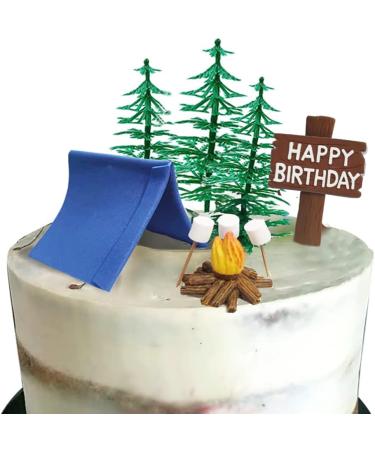 Camp Cake Topper with Tent Campfire Marshmallow Tree and Canp Sign - Buy Online on GoSupps.com