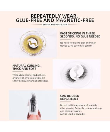 2 Pairs Self Adhesive Eyelashes Reusable Eyelashes Fake Eyelashes without Glue for Women and Girls (W03-2 Paired) - Buy Online on GoSupps.com