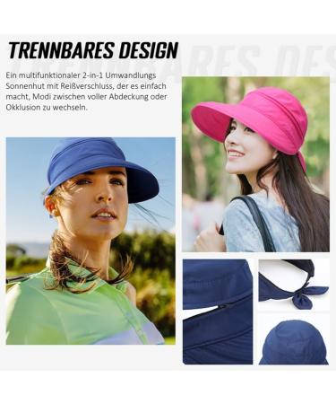 Yamitora Women's Sun Hat - UV Protection Zippered Visor 2-Piece Set for Beach Golf Travel - Outdoor Summer Hats in Marine Blue & Rose Red - Buy Online on GoSupps.com