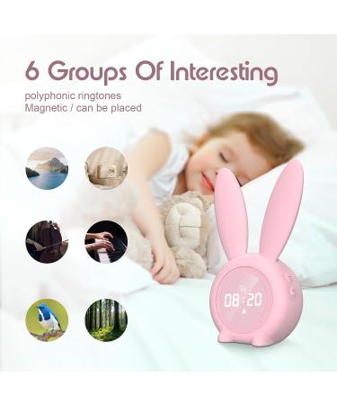 Buy MIIKUU Cute Rabbit Digital Alarm Clock for Kids | Creative Bedside Lamp & Snooze Function | Perfect for Girls & Boys - Pink A-Rosa - Buy Online on GoSupps.com