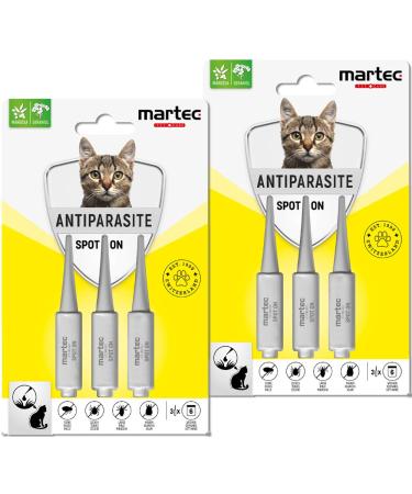 Martec Pet Care Spot on Cat 6x1ml |Flea drops |9 months protection against mites fleas ticks |On a vegetable basisfrom 4 months |Tick defense |Protection against mites |Flea remedy for cats
