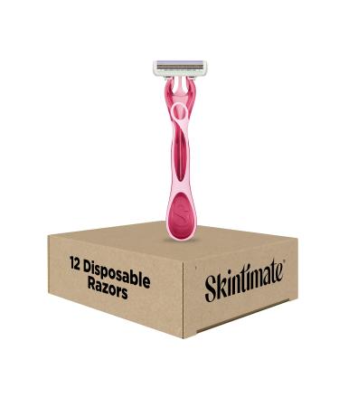 Skintimate Raspberry Rain Disposable Razors for Women, 12 Count