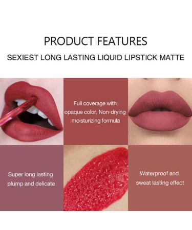 6 Colors Matte Lipstick Set for Women | Long-Lasting & Waterproof Lip Gloss | Non-Stick Cup | Lip Makeup Gift Set - Color A - Buy Online on GoSupps.com