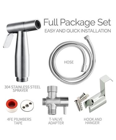 Stainless Steel Baby Cloth Diaper Sprayer Kit - Handheld Bidet Set with Hose, Nozzle, T-Valve, Tank Mount Hook - Toilet Shower Cleaner and Washer Rinse - Buy Online on GoSupps.com
