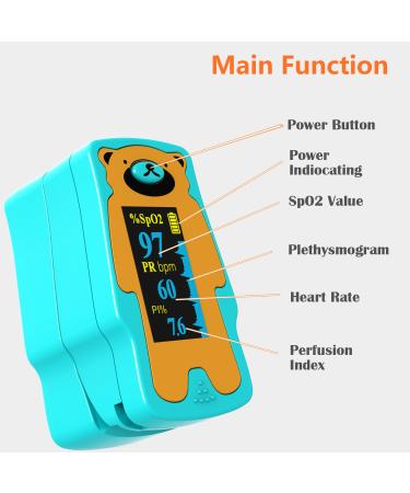 Pediatric Pulse Oximeter for Kids | Accurate O2 Saturation Monitor | Fingertip Blood Oxygen Monitor - Green - Buy Online on GoSupps.com