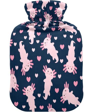 Cute Cartoon Axolotl Heat Bottle 1L - Plush Heart Warmer for Kids & Adults | Winter Hot Water Bottle Hand & Foot Warmer - Buy Online on GoSupps.com