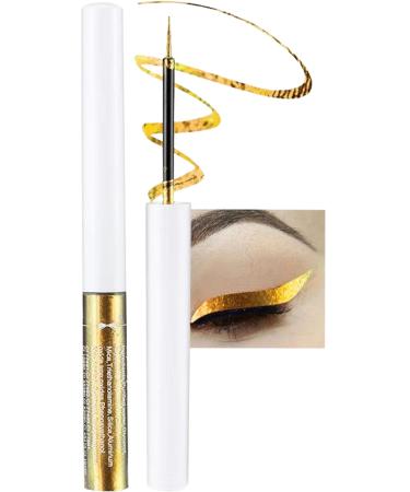 Chameleon Liquid Eyeliner Gold Metallic Satin High-Pigmented Colored Multi-Reflective Finish Glitter Eye Liner Eye Shadow Pen Smudge-proof Longwear Ultra-Fine Tip Eyeliner for Women Girl Makeup-01 01#