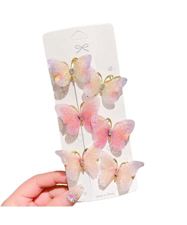 6Pcs Butterflies Decor Hair Clip Embellished Girl Princess Hair Pin Animal Shape Hair Pin Hair Accessories