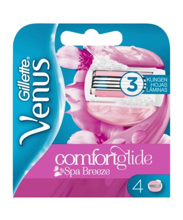 Gillette Venus Comfortglide Breeze Spa Razor Blades for Women with Shaving Gel Pad for Skin Protection 4 Replacement Blades Spa Breeze