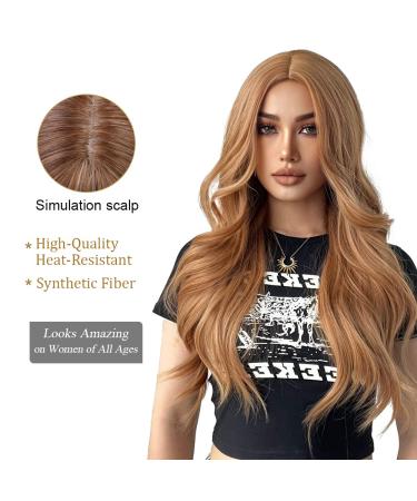 Oefei 24-Inch Long Corrugated Strawberry Blonde Wig | Natural Synthetic Heat-Resistant Hair for Women | Perfect for Daily Wear Parties & Cosplay - Buy Online on GoSupps.com