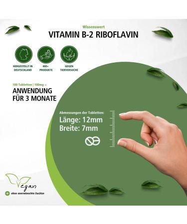 Fairvital Vitamin B2 Riboflavin 100mg - High Dose Vegan Supplement - 100 Tablets for Energy & Metabolism - Buy Online on GoSupps.com