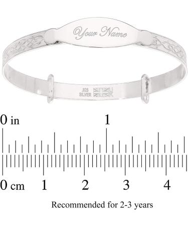 Dolce Valentina Personalised 925 Baby Bangle Bracelet for Baptism, Christening, Baby Shower - Infant 1-3 yrs - Buy Online on GoSupps.com