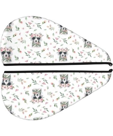 Watercolor Floral Raccoon Microfiber Hair Towel - Soft Super Absorbent Coral Velvet Quick Dry Wrap for Long Curly & Thick Hair - Buy Online on GoSupps.com