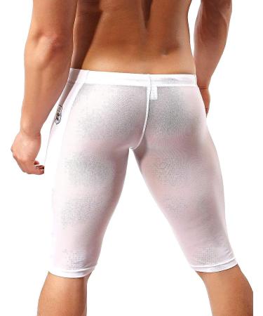MIZOK Men's Mesh Yoga Capris Swimsuit - Small White | Fitness & Beachwear - Buy Online on GoSupps.com