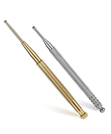 2 pieces of acupressure pen smoothness Recordable battery press steels acupuncture pen stainless steel double head acupuncture pen for ear therapy sets (copper silver) - Buy Online on GoSupps.com