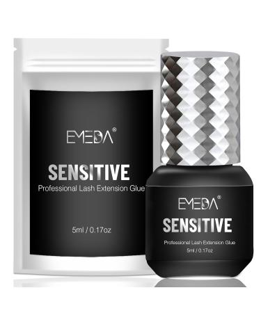 EMEDA Sensitive Eyelash Extension Glue 1 Sec Drying Time Retention – 5-7 Weeks Professional Hypoallergenic Formaldehyde - 1S Sensitive Lash Extension Glue - 0.17 Oz
