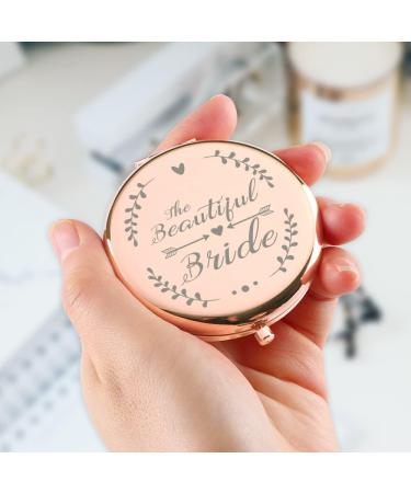 Dyukonirty Bride Gifts: Rose Gold Travel Makeup Mirror for the Beautiful Bride Engagement, Wedding Registry, Bachelorette & Bridal Shower Gift - Buy Online on GoSupps.com