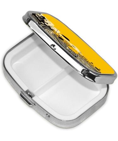 Mustard Yellow & Black 2 Compartment Pill Case | Cute Travel Pill Box Organizer for Purse & Gifts - Buy Online on GoSupps.com