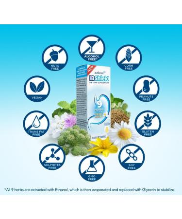 IBShield Glycerin Tincture 100ml - Supports Healthy Gastrointestinal Function with 9 Herb Blend - Chamomile  Iberis Amara  Angelica  Caraway  Celandine  Licorice  Lemon Balm  Mary's Thistle & Peppermint - Buy Online on GoSupps.com