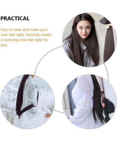 SOLUSTRE Synthetic Hair Piece Long Straight Clip In Hair Extension Women Hairstyle Accessory 80X15CM Black - Buy Online on GoSupps.com