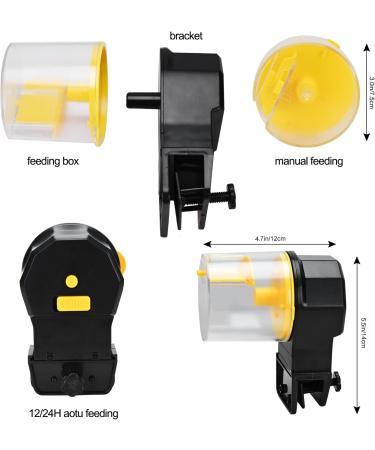 Podazz Automatic Fish Feeder 100/210ml Fish Food Dispenser Aquarium Tank Auto Timer with Two Feeding Boxes for Holiday Vacation Weekend Yellow - Buy Online on GoSupps.com