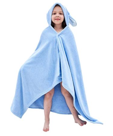 Hilmocho Kids Hooded Bath Towel Large Soft Baby Toddler Blanket Poncho Towel Children Swimming Beach Towel Bathrobe for Boys and Girls Blue