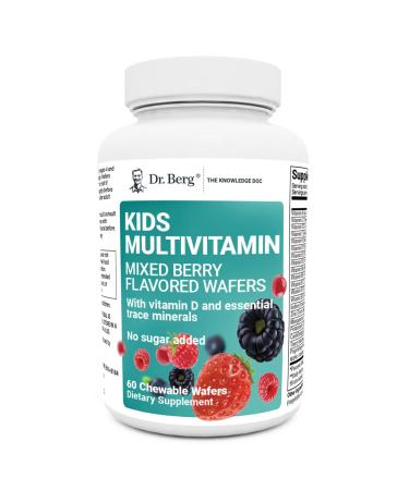 Dr. Berg Kids Chewable Multivitamins (NOT Sweetened w/Sugar) - Daily Multivitamin for Kids That Includes 20 Vital Nutrients & A Trace Mineral Complex - Mixed Berry Chewable Vitamins for Kids