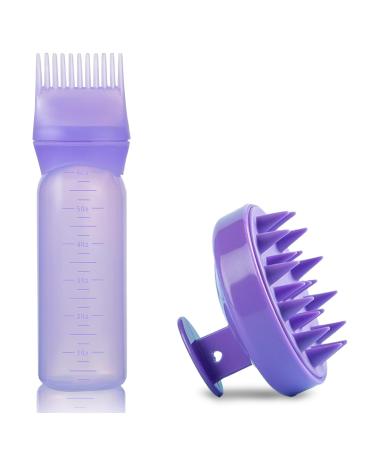 Lithyc 2 Pack hair colored bottle of shampoo bottle scalp oil applicator scalp massage comb hair oil appliann