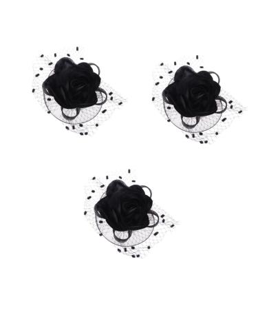 FRCOLOR Girl Hair Clips flower fascinators hat wedding fascinators headpiece wedding hat hair Accessory occasion hats mesh pillbox hair clip Wedding Party Mesh Hair black Miss charm