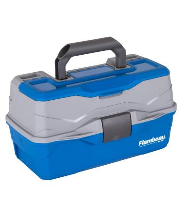 Flambeau Outdoors Tray Classic Tray Tackle Box, Portable Tackle Organizer 2-Tray Blue/Gray