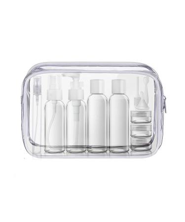 LECUNE white transparent cultural bag with travel bottle set 12 pieces travel bottles set (100ml) and 1 piece of plastic bags for liquids (20x20cm) airport-compliant bag travel accessories white: Kultur bag with travel bottle set - Buy Online on GoSupps.com