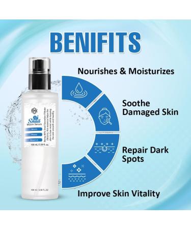 RAQK Snail Mucin Serum 100ml - 96% Snail Secretion Filtrate for Smooth Healthy Skin - Mucin Power Essence for Face Dull Skin & Fine Lines Korean Skincare - Buy Online on GoSupps.com